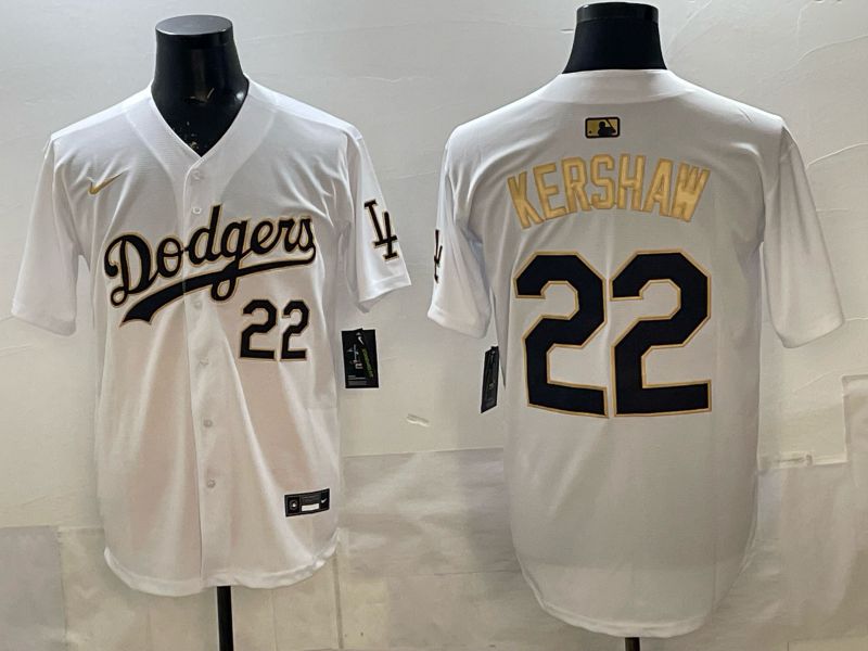 Men Los Angeles Dodgers #22 Kershaw White Gold Game 2026 Nike MLB Jersey 001->los angeles dodgers->MLB Jersey